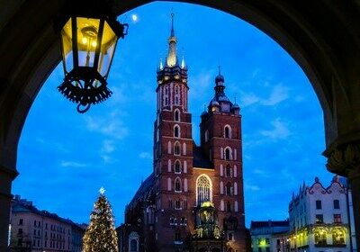 Clocher à Cracovie à Noël