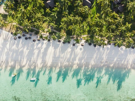 Vue aérienne plage à l'Île Maurice