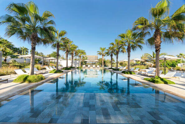Piscine avec palmiers au Sofitel Agadir