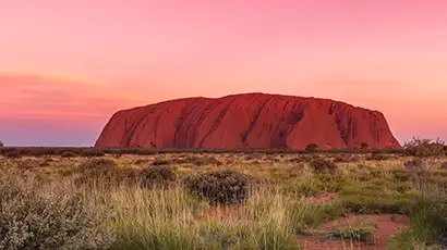 Ayers rock avec un ciel rose