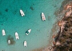 Vue aérienne bateaux