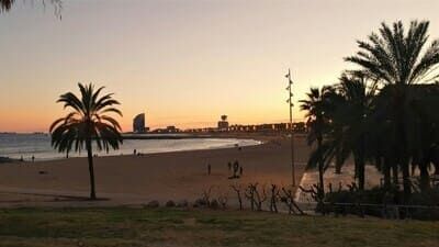 Coucher de soleil plage Barcelone