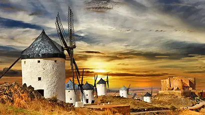 Moulins au coucher du soleil