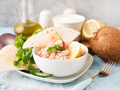 Bol avec miettes de crabe