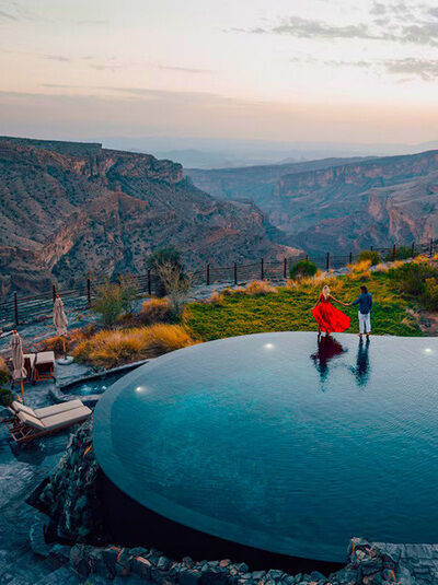 Couple piscine, hôtel Alila Jabal Akdhar