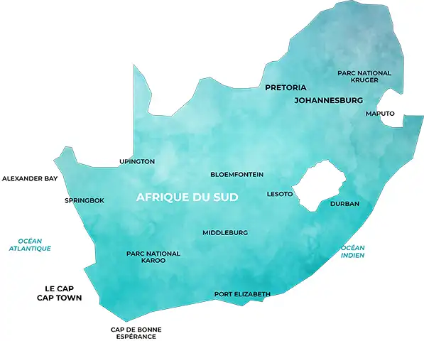 Carte de l'Afrique du Sud
